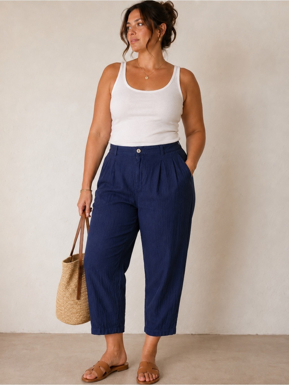 HALARA Navy Cropped Ankle Pants